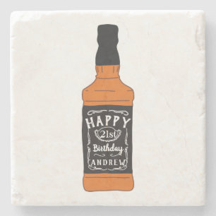 Dessous-de-verre En Pierre Amants de whiskey d'anniversaire de bouteille de