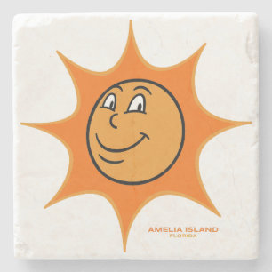Dessous-de-verre En Pierre Amelia Island Big Vintage Soleil souriant