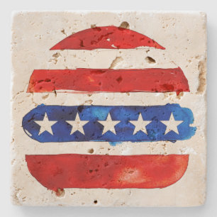 Dessous-de-verre En Pierre America Burger (Peinture Blanche No. 4)