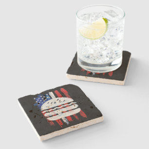 Dessous-de-verre En Pierre America Burger (Peinture noire n°1)