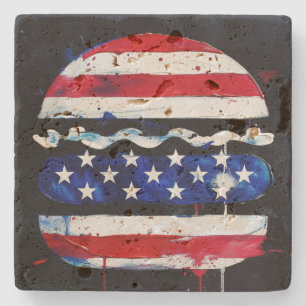 Dessous-de-verre En Pierre America Burger (Peinture noire n° 3)