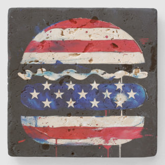 Dessous-de-verre En Pierre America Burger (Peinture noire n° 3)