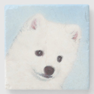 Dessous-de-verre En Pierre American Eskimo Dog Painting - Original Dog Art