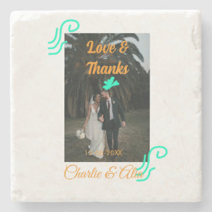 Dessous-de-verre En Pierre Amour & merci mariage couple photo moderne ajouter