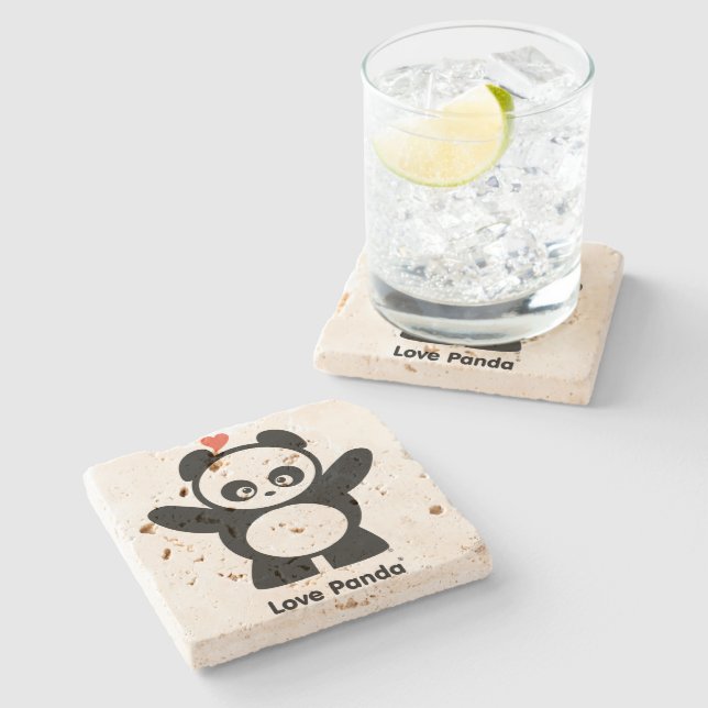 Dessous-de-verre En Pierre Amour Panda® (Côté)
