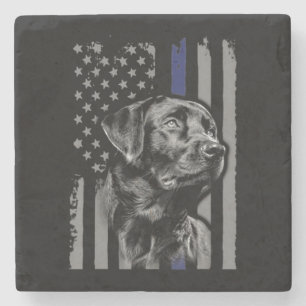 Dessous-de-verre En Pierre Amoureux des chiens   Black Labrador American Flag
