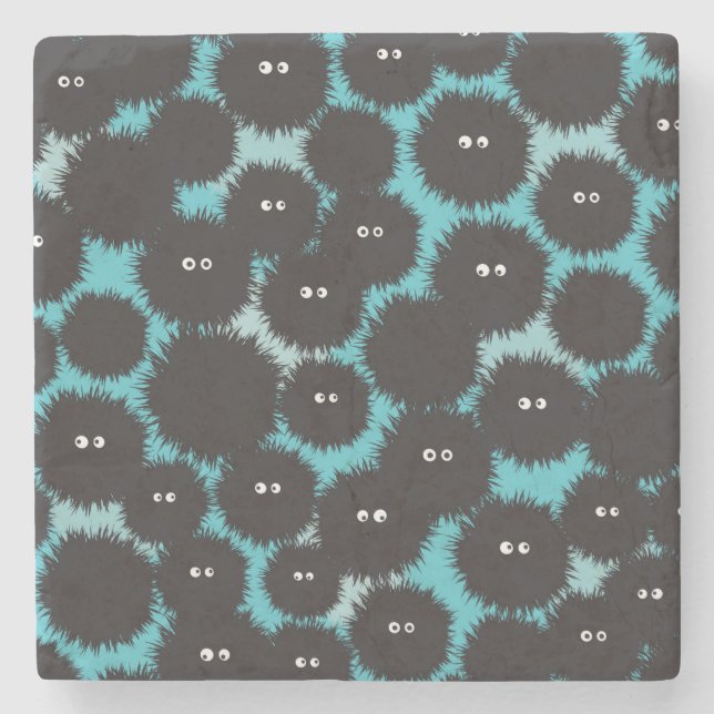 Dessous-de-verre En Pierre Amusant monstres noirs moelleux (Devant)