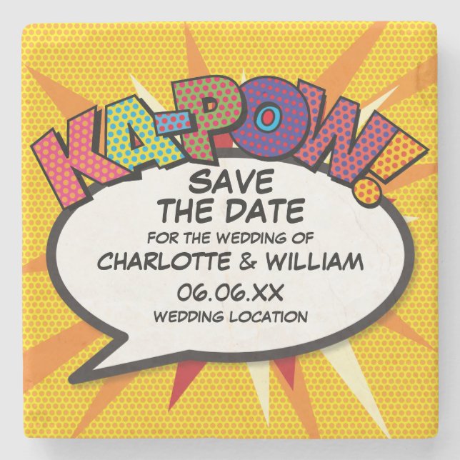 Dessous-de-verre En Pierre Amusement moderne Enregistrer la date (Devant)