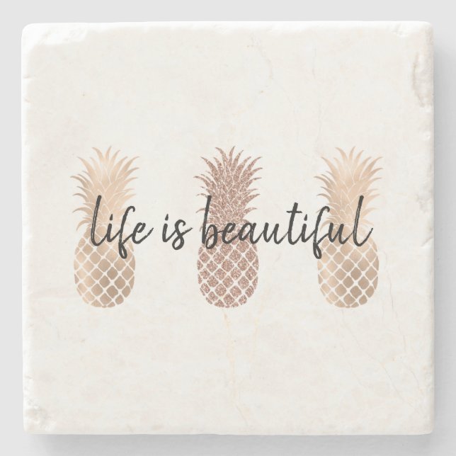 Dessous-de-verre En Pierre Ananas Glam Gold (Devant)