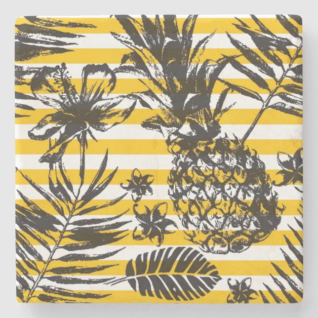 Dessous-de-verre En Pierre Ananas tirés par la main (Devant)