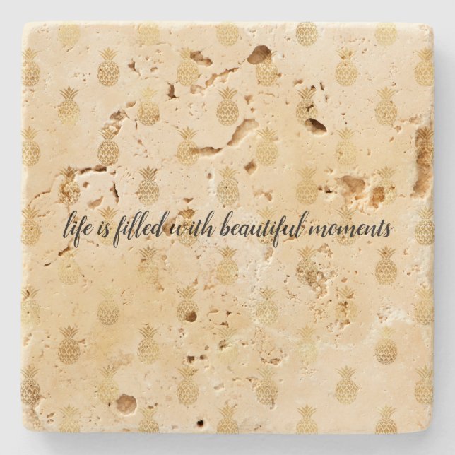 Dessous-de-verre En Pierre Ananas Tropical en or jaune (Devant)