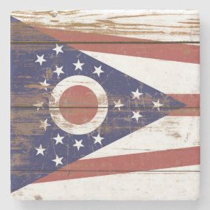 Dessous-de-verre En Pierre Ancien drapeau de l'État de l'Ohio en bois
