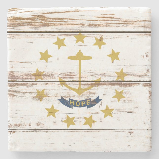 Dessous-de-verre En Pierre Ancien drapeau d'État de l'île Rhode en bois (Devant)