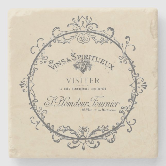 Dessous-de-verre En Pierre Ancienne Étiquette Française (Devant)