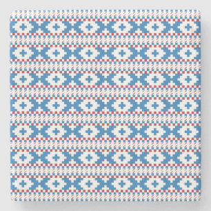 Dessous-de-verre En Pierre Anciens signes lettons bleu, rouge, blanc art popu
