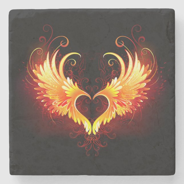 Dessous-de-verre En Pierre Angel Fire Heart with Wings (Devant)