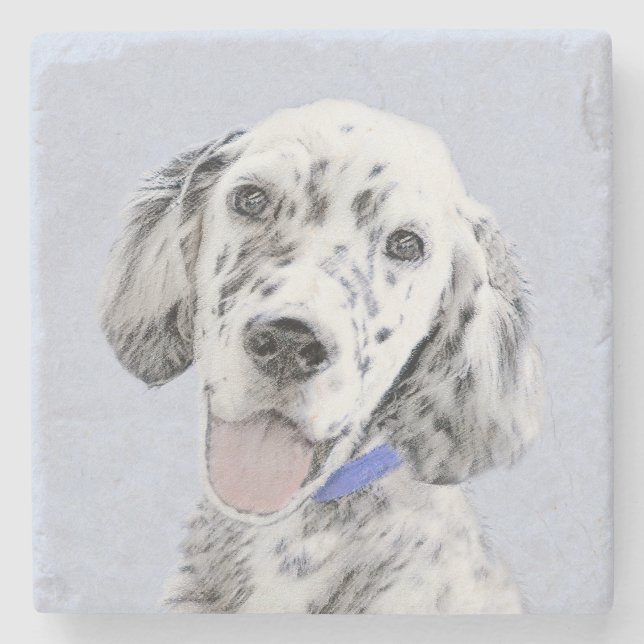 Dessous-de-verre En Pierre Anglais Setter Blue Belton Peinture Chien Art (Devant)