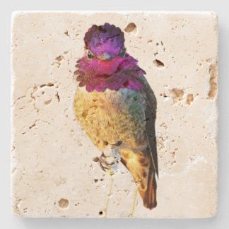 Dessous-de-verre En Pierre Anna's Hummingbird Pink Bird Photo Stone Coaster