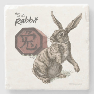 Dessous-de-verre En Pierre Année de l'art zodiaque chinois du lapin