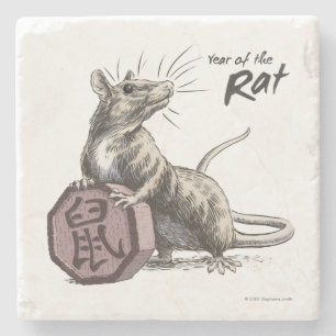 Dessous-de-verre En Pierre Année de l'art zodiaque chinois du rat
