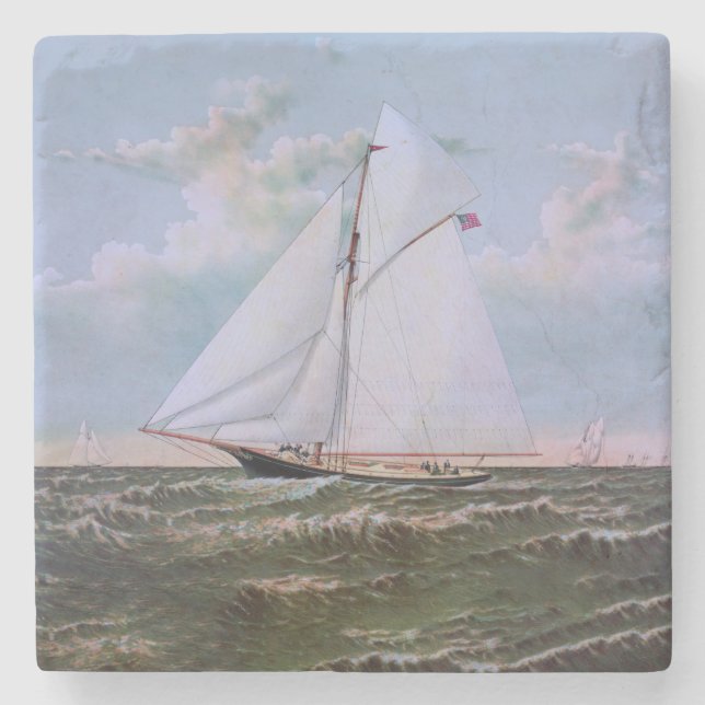 Dessous-de-verre En Pierre Antique voilier Slot Yacht Voilier Ocean (Devant)