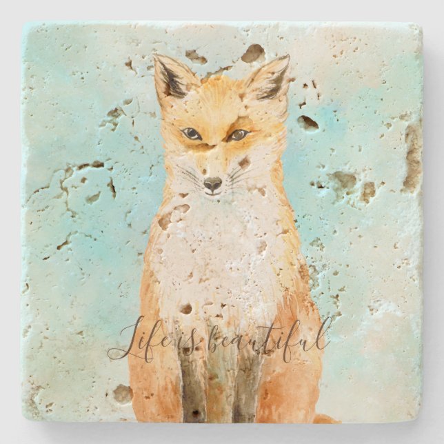 Dessous-de-verre En Pierre Aqua Fox (Devant)