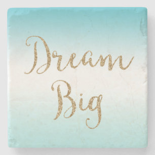Dessous-de-verre En Pierre Aqua Ombre Parties scintillant Gold Dream