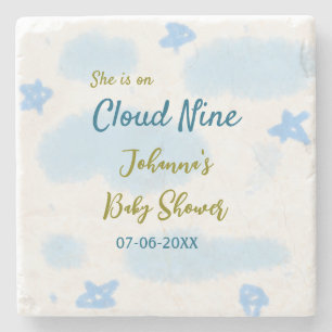 Dessous-de-verre En Pierre Aqua or gold elle est sur un nuage neuf baby showe