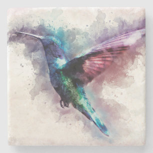 Dessous-de-verre En Pierre Aquarelle colorée Colibri