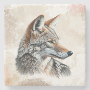 Dessous-de-verre En Pierre Aquarelle Coyote Pays Cottagecore Russe Imprimer