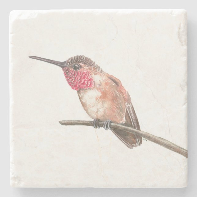 Dessous-de-verre En Pierre Aquarelle de colibri (Devant)