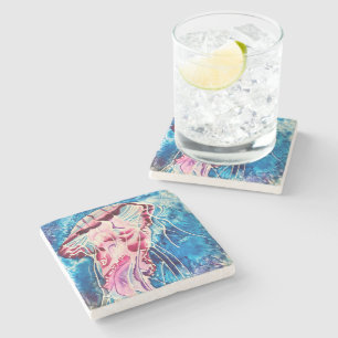 Dessous-de-verre En Pierre Aquarelle de méduse art océanique