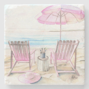 Dessous-de-verre En Pierre Aquarelle En Bord De Plage