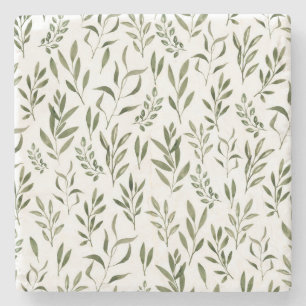 Dessous-de-verre En Pierre Aquarelle Eucalyptus Motif Feuille 