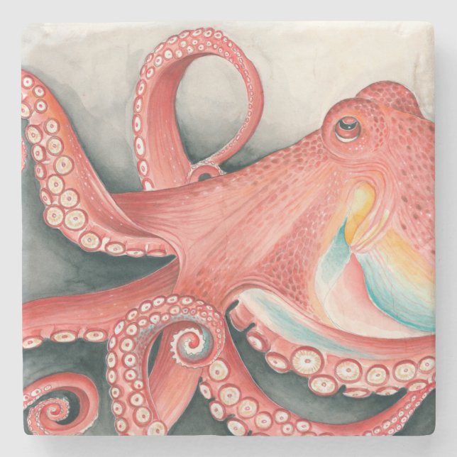 Dessous-de-verre En Pierre Aquarelle géante Rouge Pacifique (Devant)