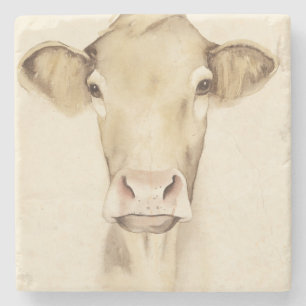 Dessous-de-verre En Pierre Aquarelle Grange Animaux Vache