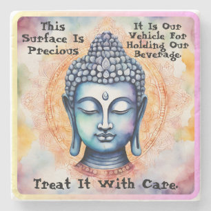 Dessous-de-verre En Pierre Aquarelle Mandala Bouddha Care Citation Dessous de