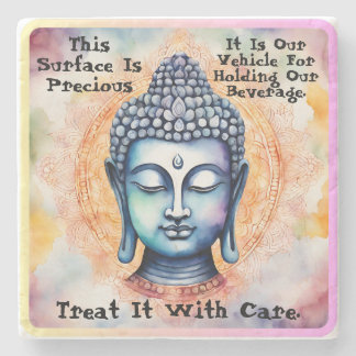 Dessous-de-verre En Pierre Aquarelle Mandala Bouddha Care Citation Dessous de
