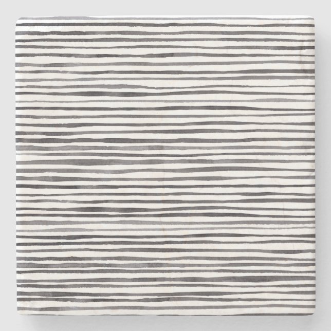 Dessous-de-verre En Pierre Aquarelle moderne noir et blanc   (Devant)