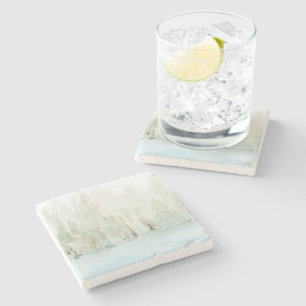 Dessous-de-verre En Pierre Aquarelle moderne paysage boisé