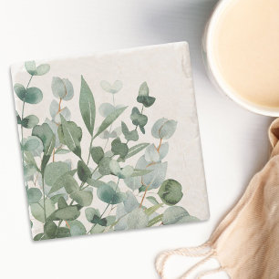 Dessous-de-verre En Pierre Aquarelle Vert feuillage Vert Feuille