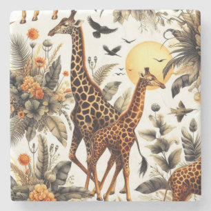 Dessous-de-verre En Pierre Aquarelle vintage de Giraffe