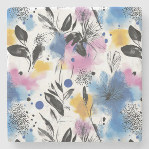 Dessous-de-verre En Pierre Aquarelle vintage Floral Abstrait Motif (13)