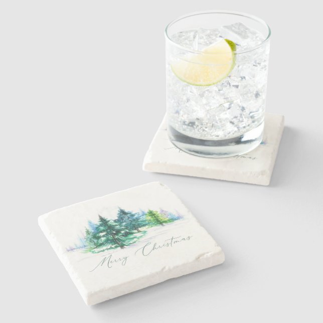 Dessous-de-verre En Pierre Aquarelles (Côté)