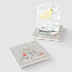 Dessous-de-verre En Pierre Arbre à neige scandinave gris renne