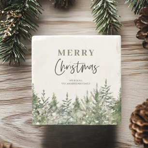 Dessous-de-verre En Pierre Arbre vert de Noël   Joyeux Noël