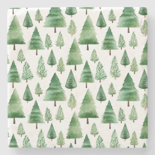 Dessous-de-verre En Pierre Arbres de Noël verts (Devant)