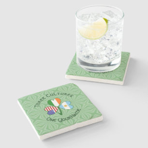 Dessous-de-verre En Pierre Argentine Irlande États-Unis Trèfle Drapeau Person