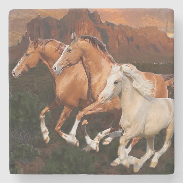 Dessous-de-verre En Pierre Arizona Chevaux sauvages (Devant)