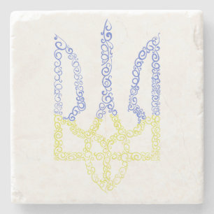 Dessous-de-verre En Pierre Armoiries de l'Ukraine trident motif de la spirale